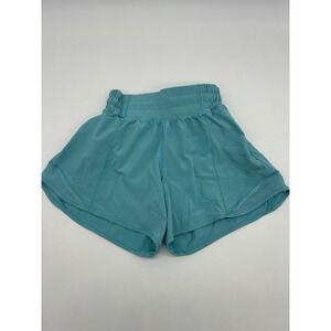 Lululemon Hotty Hot Short Women 0 Lt Blue 4" Pull On Gym Yoga Athleisure Lined